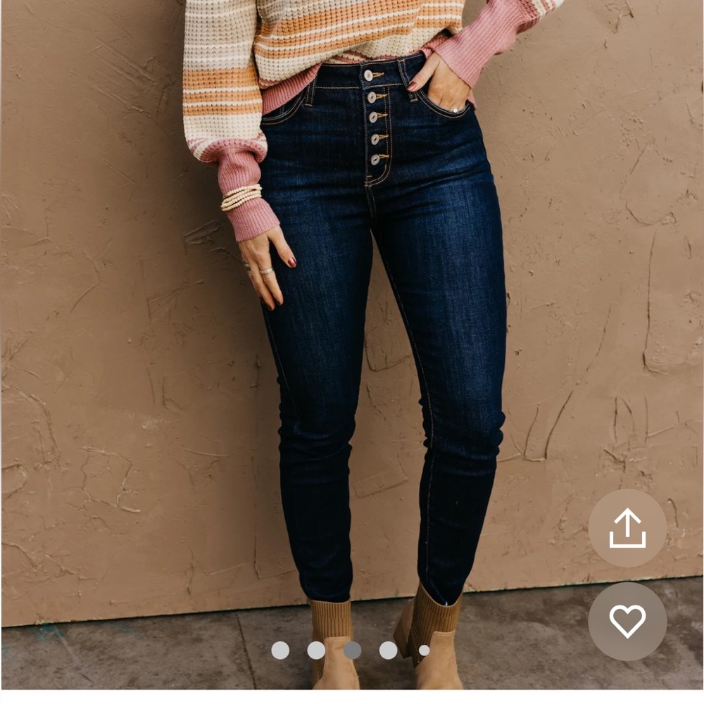 11 inch button high waist dark skinny jeans